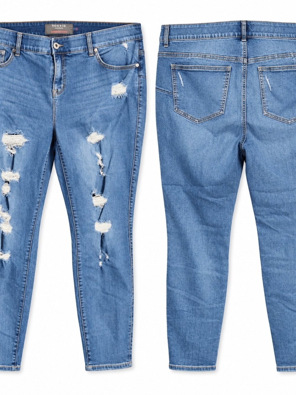 Torrid Bombshell Skinny 22R Distressed Jeans Y2K Streetwear Edgy
